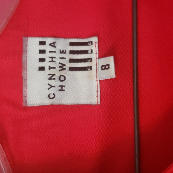 VINTAGE 90s Cynthia Howie colorblock Red and Black knee length dress sz 8 - Picture 2 of 10